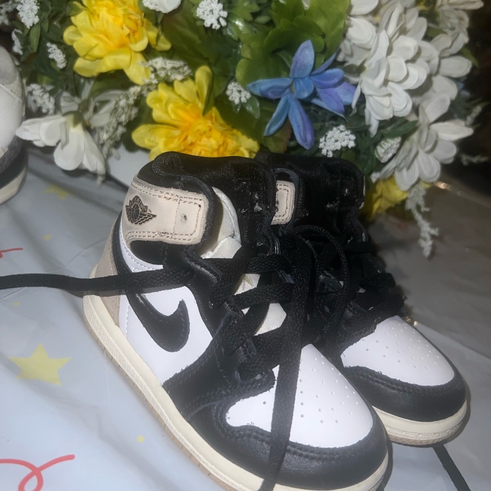 Jordan Kids Black and White High-Top Sneakers